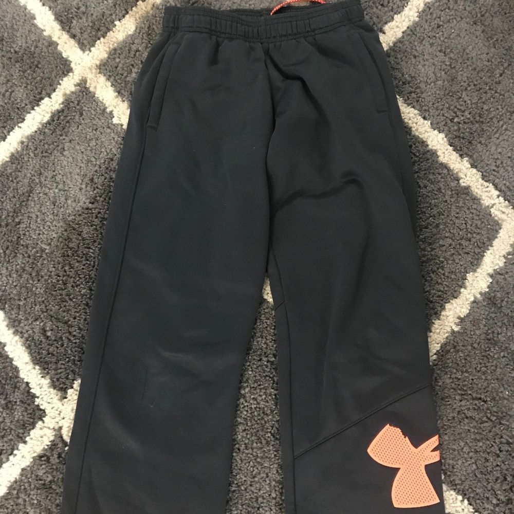 Boy's Youth Under Armor Gray and Orange Sweatpants